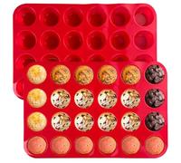 Xpieoyrm 2 Pièces Moule Silicone Patisserie, 24 Moules à Cupcakes et Muffins, Plateau à Muffins En Silicone, BPA Free, Plaque à Anti-AdhéSif Moule à PâTisserie, pour Pudding, Tartelette, Brownies