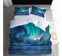 XPINGO Aurores Housse de Couette 200x200 cm 1 Personne 3D Aurores Parure de lit avec Fermeture Éclair Ultra Doux Ensemble de Literie 3 Pièces avec 2 Taies d'oreiller 50x75(Stil 265-4)