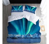 XPINGO Aurores Housse de Couette 200x200 cm 1 Personne 3D Aurores Parure de lit avec Fermeture Éclair Ultra Doux Ensemble de Literie 3 Pièces avec 2 Taies d'oreiller 50x75(Stil 265-6)