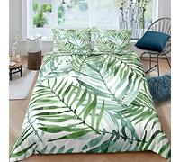 XPINGO Feuille De Banane Parure de lit 140x200 cm 1 Personne 3D Plantes Tropical Housse de Couette avec Fermeture Éclair Garcon Fille Ultra Doux Ensemble de Literie avec 2 Taies d'oreiller 50x75