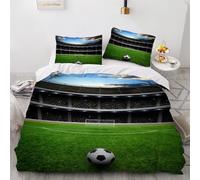 XPINGO Football Housse de Couette 140x200cm 1 Personne 3D Football Parure de lit avec Fermeture Éclair Ultra Doux Ensemble de Literie 3 Pièces avec 2 Taies d'oreiller 50x75（Stil 195-4）