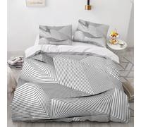 XPINGO Géométrie Housse de Couette 220x240 cm 2 Personnes 3D Abstrait Parure de lit avec Fermeture Éclair Ultra Doux Ensemble de Literie 3 Pièces avec 2 Taies d'oreiller 50x75(Stil 201-1)