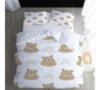XPINGO Ours Housse de Couette 240x260 cm 2 Personnes 3D Cartoon Ours Parure de lit avec Fermeture Éclair Ultra Doux Ensemble de Literie 3 Pièces avec 2 Taies d'oreiller 50x75（Stil 302-10）