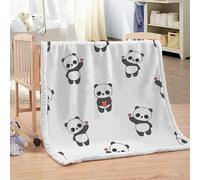 XPINGO Panda Couverture de Confort 130X150 cm 3D Plaid Couverture Cartoon Panda Microfibre Chaud Doux Jeté de Canapé Moelleux et Salon Chambre Sherpa Blanket（Style 312-8）