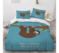 XPINGO Paresseux Housse de Couette 220x240cm 2 Personnes 3D Cartoon Paresseux Parure de lit avec Fermeture Éclair Ultra Doux Ensemble de Literie 3 Pièces avec 2 Taies d'oreiller 50x75（Stil 180-4）