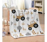 XPINGO Tracteur Couverture de Confort 130X150 cm 3D Plaid Couverture Cartoon Camion Microfibre Chaud Doux Jeté de Canapé Moelleux et Salon Chambre Sherpa Blanket（Style 241-9）