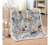 XPINGO Tracteur Couverture de Confort 150x200 cm 3D Plaid Couverture Cartoon Camion Microfibre Chaud Doux Jeté de Canapé Moelleux et Salon Chambre Sherpa Blanket（Style 241-10）