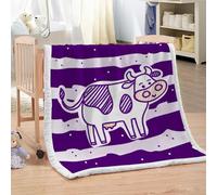 XPINGO Vache Couverture de Confort 130X150 cm 3D Plaid Couverture Cartoon Vache Microfibre Chaud Doux Jeté de Canapé Moelleux et Salon Chambre Sherpa Blanket（Style 204-8）