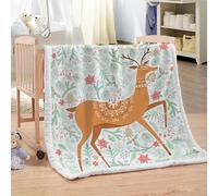 XPINGO Wapiti Couverture de Confort 100x130 cm 3D Plaid Couverture Cartoon Cerf Microfibre Chaud Doux Jeté de Canapé Moelleux et Salon Chambre Sherpa Blanket(Style 60-2)