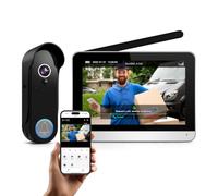 XPJ Interphone Vidéo Sonnette Sans Fil avec Camera et 7" Ecran Moniteur Visiophone Portier Connectée WiFi 1080P, Détection de Mouvement, Vision Nocturne, Audio Bidirectionnel, Stockage Local, Tuya APP