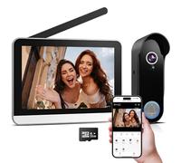 XPJ Visiophone Sonnette sans Fil avec Camera et 7" Ecran Moniteur 1080P WiFi Interphone Vidéo Connecté ave Batterie, Vision Nocturne, PIR Détection de Mouvement, Audio Bidirectionnel, Tuya APP