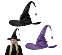 XPJBKC Chapeau Sorciere avec Araignée, 2 Pièces Chapeau de Sorcière avec Araignée Suspendue, Witch Hat, pour Enfants, pour Costume Décoration de fête d'Halloween
