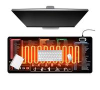 XPJBKC Excel Tapis de bureau chauffant, 80 x 33 cm, en allemand, avec 5 niveaux de chauffage et arrêt automatique 4 h, tapis de souris chauffant XXL, Excel Shortcuts Sous-main allemand pour bureau