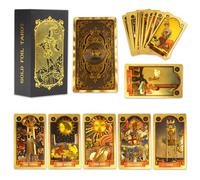 XPJBKC Jeu de Tarot, 78+2 Cartes de Tarot, Golden Eye Tarot de Marseille avec Guide, Tarot Divinatoire, Cartes de Tarot en PVC, Imperméable & sans Plis, Jeu de Tarot pour Débutants (Gold)