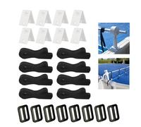 XPJBKC Kit de Fixation pour Bâche Solaire de Piscine, 8 Set Sangles de Maintien, Sangles de Maintien de Bâche de Piscine pour Enrouleur Bache Piscine & Enrouleur Bache A Bulle Piscine
