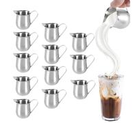 XPJBKC Lot de 12 petits pots à lait en acier inoxydable 90 ml avec poignée pour mousser le lait, petit pot à sucre en métal, mini carafe à crème M Ilk pour sauce café