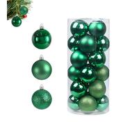 XPJBKC Lot de 24 mini boules de Noël vertes incassables avec ficelles - Décoration de sapin de Noël - 3 cm - Pour fêtes, mariage, fête