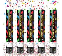 XPJBKC Lot de 5 canons à confettis biodégradables multicolores pour mariage, fête, fête prénatale, Noël, fête d'anniversaire - 30 cm