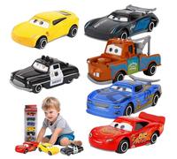 XPJBKC Lot de 6 jouets de voiture, en métal, Lightning McQueen, mini pull Back Cars, idée pour enfants