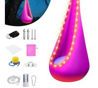 XPJBKC Niche suspendue, siège à bascule avec LED et coussin gonflable, siège suspendu, DIY, avec pompe, charge maximale : 80 kg, 70 x 150 cm, rose