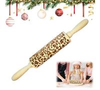 XPJBKC Rouleau Patisserie Noel, Rouleau a Patisserie a Motif en Bois, Rouleau Patisserie Motif avec des Éléments de Noël pour Etaler Pâte Pizza et Biscuits