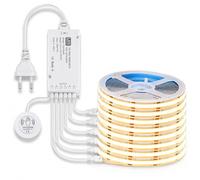 XPJBKC Ruban Led 12v, 6 Rouleaux Contrôle Tactile Ruban Led Cob avec 8MM 320D Dimmable 12V IRC80-89, Coupable Bande-led-interieur-maison pour Placards Cuisine Vitrines Étagères, Blanc Chaud 3000K