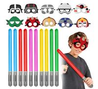XPJBKC Sabre Laser Gonflable pour Enfants, 10 Pièces Gonflable Ballon Light Sabre Bâton, Sabre Laser Ballons, Inflatable Swords avec 10 Masques en Feutre et 1 Pompe pour Fête Fournitures Parti