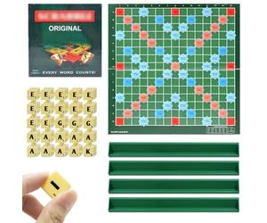 XPJBKC Scrabble Voyage, Scrabble Junior pour 2 à 4 Joueurs | Anglais Scrable avec 100 Blocs Alphabet, 4 Pieds à Coulisse, pour 2 à 4 Joueurs, à Partir de 6 Ans