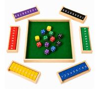 XPJBKC Shut The Box 6 Joueurs, Jeu de dés Traditionnels en Bois avec 12 Dés | Jeu de Societe en Bois Classique, Jeu de Table en Bois, Jouet Compétences Mathématiques pour Fêtes, Pubs, Maison et Classe