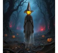 XPJBKC Sorciere Halloween Décoration, Décorations de Sorcières d'halloween avec Capteur Sonore, Sorcière Rougeoyante Qui Crie avec 7 Couleurs, Décoration Extérieure Cour Pelouse