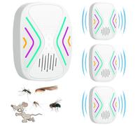 XPJBKC Ultrason Souris et Rats, 4 Pièces Repulsif Souris Ultrason Anti Moustique, Anti Souris Ultrason Anti Rongeurs, Électronique Répulsif Ultrasonique pour Souris, Cafards, Mouches, Araignées