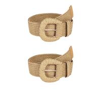 XPJYUA Ceinture en paille rétro for femmes, ceintures d'été à boucle ardillon, mode féminine tressée, larges ceintures tissées élastiques for filles ceinture femme(2pcs-A)