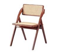 XPJYUA Chaises Pliantes en Bois Chaise Pliante en Rotin Et Bois Massif, Noire, Coussin De Café, Chaise À Dossier(Chocolate)