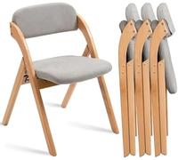 XPJYUA Chaises Pliantes en Bois Chaises Pliantes avec Coussin Chiars pliants rembourrés Paquet de 4 chaises de Salle à Manger Pliantes en Bois avec Housse Amovible Chaise supplémentaire Pliable