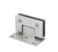 XPJYUA Écharpe à franges Charnière de porte en acier inoxydable sans cadre verre nickel brossé, pince salle bain à 90 degrés, clip pliable for, colis postal(Silver SS-90D)