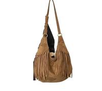 XPJYUA Sac à pompons Sac à bandoulière pompon givré de grande capacité for femme, sac fourre-tout voyage franges, shopping