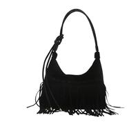 XPJYUA Sac à pompons Sac bandoulière vintage à franges, sac main pompon en forme de croissant for femme, for le travail, shopping, les voyages(Black)