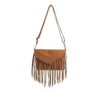 XPJYUA Sac à pompons Sacs à bandoulière pompons, sac main vintage fermeture éclair, décontracté, en cuir, élégant, avec sangle réglable, for les vacances week-end(Light brown)