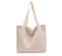 XPJYUA Sac fourre-tout en velours côtelé Sac à bandoulière de grande capacité for femme, sac en velours côtelé, transport, fourre-tout simple et décontracté for, main for filles(White)
