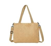 XPJYUA Sac fourre-tout en velours côtelé Sac à bandoulière polyvalent Sacs messagers de grande capacité for femmes fourre-tout en velours côtelé for filles main for dames décontractés(Khaki)