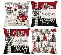 xpkvdsq Housse Coussin 60 X 60 Cm Arbre Noël Flocon Neige Housse Coussins Decoratif avec Fermeture Éclair Invisible pour Canapé Lit Chaise Salon,Idéal pour Une Mise À Niveau De La Chambre À Coucher