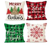 xpkvdsq Housse Coussin 60 X 60 Cm Arbre Noël Flocon Neige Housse Coussins Decoratif avec Fermeture Éclair Invisible pour Canapé Lit Chaise Salon,Idéal pour Une Mise À Niveau De La Chambre À Coucher