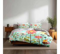 xpkvdsq Housse de Couette 230x260cm Fleur Oiseau Parure de Lit 3 Pièces,Housses de Couette en Microfibre brossée Douce,Style Simple et Classique,avec 2 taies d'oreillers 50x75cm