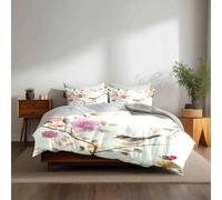 xpkvdsq Housse de Couette 230x260cm Fleur Violette Oiseau Parure de Lit 3 Pièces,Housses de Couette en Microfibre brossée Douce,Style Simple et Classique,avec 2 taies d'oreillers 50x75cm