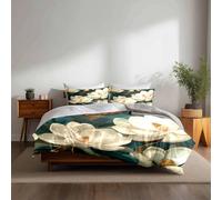 xpkvdsq Housse de Couette 230x260cm Fleurs De Plante Blanche Parure de Lit 3 Pièces,Housses de Couette en Microfibre brossée Douce,Style Simple et Classique,avec 2 taies d'oreillers 50x75cm