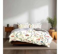 xpkvdsq Housse de Couette 230x260cm Fleurs Et Feuilles Colorées Parure de Lit 3 Pièces,Housses de Couette en Microfibre brossée Douce,Style Simple et Classique,avec 2 taies d'oreillers 50x75cm