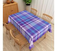 xpkvdsq Nappe Rectangulaire Anti Tache Grille Bleue Violette Extérieurs Jardin Impermeable Nappe en Lin Lavable Protection de Moderne Table pour Noel, Anniversaires, Mariage, Fete140x240cm