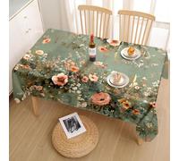 xpkvdsq Nappe Rectangulaire Fleurs Oranges Rétro Nappe de Lin décoratif,lavables et réutilisables,résistantes aux Taches et aux Plis,pour fête de Mariage Restaurant décoration140x200cm