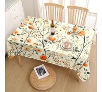 xpkvdsq Nappe Rectangulaire Fleurs Oranges Rétro Nappe de Lin décoratif,lavables et réutilisables,résistantes aux Taches et aux Plis,pour fête de Mariage Restaurant décoration140x220cm
