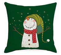 xpkvdsq Taie Oreiller 45x45cm Bonhomme Neige Flocon Neige Housse de Coussin en Microfibre de Lin Rectangulaire, Douceur Respirante,ne se déforme Pas Facilement, pour lit,Chaise Salon Voiture
